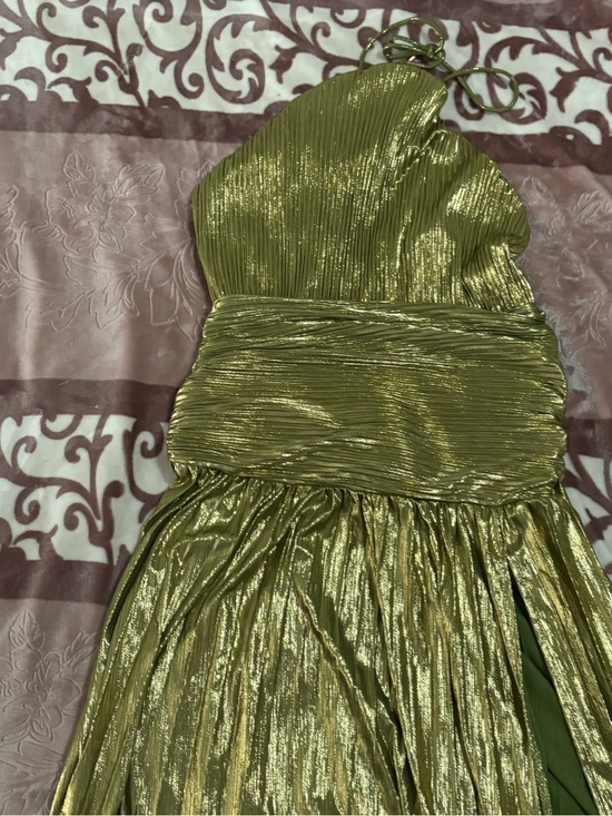 Source Unknown Dresses & Skirts - Source Unknown Metallic Olive Green One-Shoulder Prom Dress